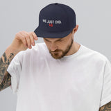 We Just Did Classic Snapback Cap, President Biden 46 MAGA Clapback Hat-Embroidered, high quality structured 6-panel cap. Classic fit, flat brim, full buckram. and adjustable snap closure. Make America Great Again? We just did. By rejecting fascism and electing Joe Biden our 46th President. 2020 Election Victory. Bye Don. Trump for Prison, time for Progress. Funny Democrat gift. from USA.-
