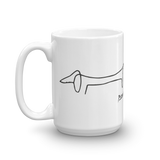 Pablo Picasso Dachshund Dog Mug -Ceramic coffee mug featuring a Picasso sketch of Lump, a friend's Dachshund who is featured in many of his works. Highest quality ceramic coffee mug, dishwasher & microwave safe. Made in the USA. Free shipping.-15oz (444mL)-