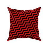 Red Lodge Throw Pillows - Zigzag Pattern Twin Surreal Optical Peaks-Double-sided, square spun polyester pillow or pillowcase in your size and style.This item is made-to-order and typically ships in 3-5 business days from within the US. 

Diagonal red and black zig-zag lines on high quality throw pillow. Tense and surreal optical art pattern. Fun and unique gothic halloween home decor.-With Zipper-20x20 inch-