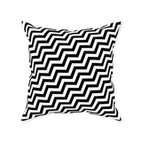 Black Lodge Pattern Throw Pillows - Twin Optical ZigZag Surreal Peaks-Double-sided, square spun polyester pillow or pillowcase in your choice of color and size.This item is made-to-order and typically ships in 3-5 business days from within the US.

Diagonal black and white zig-zag lines on high quality throw pillow. Tense and surreal optical art pattern. Fun and unique gothic halloween home decor.-Without Zipper-20x20 inch-