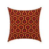 Overlook Throw Pillow - Classic Retro Horror Hotel Carpet Pattern-Double-sided, square spun polyester pillow in your choice of size (14, 16, 18 or 20 inches) and finish: Sewn Pillow (no zipper), Cushion with Removable Zippered Pillowcase or Cover Only. This item is made-to-order. Typically ships in 3-5 business days from within the US. Orange Brown Red Abstract Halloween Accent Decor-With Zipper-Spun Polyester-18x18 inch-