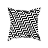 Black Lodge Pattern Throw Pillows - Twin Optical ZigZag Surreal Peaks-Double-sided, square spun polyester pillow or pillowcase in your choice of color and size.This item is made-to-order and typically ships in 3-5 business days from within the US.

Diagonal black and white zig-zag lines on high quality throw pillow. Tense and surreal optical art pattern. Fun and unique gothic halloween home decor.-