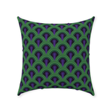 Overlook 237 Throw Pillows - Classic Retro Horror Hotel Carpet Pattern-Double-sided, square spun polyester pillow in your choice of size (14, 16, 18 or 20 inches) and finish: Sewn Pillow (no zipper), Cushion with Removable Zippered Pillowcase or Cover Only. This item is made-to-order. Typically ships in 3-5 days from within the US. Green Purple Teal Halloween Accent-Without Zipper-Spun Polyester-18x18 inch-