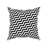 Black Lodge Pattern Throw Pillows - Twin Optical ZigZag Surreal Peaks-Double-sided, square spun polyester pillow or pillowcase in your choice of color and size.This item is made-to-order and typically ships in 3-5 business days from within the US.

Diagonal black and white zig-zag lines on high quality throw pillow. Tense and surreal optical art pattern. Fun and unique gothic halloween home decor.-With Zipper-20x20 inch-