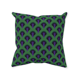 Overlook 237 Throw Pillows - Classic Retro Horror Hotel Carpet Pattern-Double-sided, square spun polyester pillow in your choice of size (14, 16, 18 or 20 inches) and finish: Sewn Pillow (no zipper), Cushion with Removable Zippered Pillowcase or Cover Only. This item is made-to-order. Typically ships in 3-5 days from within the US. Green Purple Teal Halloween Accent-Without Zipper-Spun Polyester-14x14 inch-