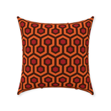 Overlook Throw Pillow - Classic Retro Horror Hotel Carpet Pattern-Double-sided, square spun polyester pillow in your choice of size (14, 16, 18 or 20 inches) and finish: Sewn Pillow (no zipper), Cushion with Removable Zippered Pillowcase or Cover Only. This item is made-to-order. Typically ships in 3-5 business days from within the US. Orange Brown Red Abstract Halloween Accent Decor-Without Zipper-Spun Polyester-18x18 inch-