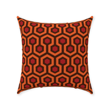 Overlook Throw Pillow - Classic Retro Horror Hotel Carpet Pattern-Double-sided, square spun polyester pillow in your choice of size (14, 16, 18 or 20 inches) and finish: Sewn Pillow (no zipper), Cushion with Removable Zippered Pillowcase or Cover Only. This item is made-to-order. Typically ships in 3-5 business days from within the US. Orange Brown Red Abstract Halloween Accent Decor-