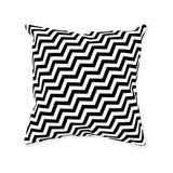 Black Lodge Pattern Throw Pillows - Twin Optical ZigZag Surreal Peaks-Double-sided, square spun polyester pillow or pillowcase in your choice of color and size.This item is made-to-order and typically ships in 3-5 business days from within the US.

Diagonal black and white zig-zag lines on high quality throw pillow. Tense and surreal optical art pattern. Fun and unique gothic halloween home decor.-With Zipper-14x14 inch-