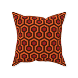 Overlook Throw Pillow - Classic Retro Horror Hotel Carpet Pattern-Double-sided, square spun polyester pillow in your choice of size (14, 16, 18 or 20 inches) and finish: Sewn Pillow (no zipper), Cushion with Removable Zippered Pillowcase or Cover Only. This item is made-to-order. Typically ships in 3-5 business days from within the US. Orange Brown Red Abstract Halloween Accent Decor-Without Zipper-Spun Polyester-16x16 inch-