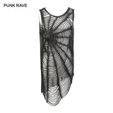 Punk Rave ORB WEAVER Hollow Out Spiderweb Tank, Gothic Spider Web Vest--
