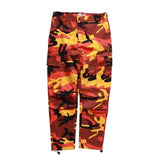 At Ease Baggy Color Camo Cargo Pants, Retro 1990s Colorful Camouflage-Baggy retro vintage colorful camo cargo pants with plenty of pockets, button fly and cord cinched ankles. Quality unisex 90s style fashion tactical trousers in your choice of color. 100% cotton. 

Streetwear orange blue green yellow red purple pink mens womens teens adults big for sam designer classic alternative nu metal-