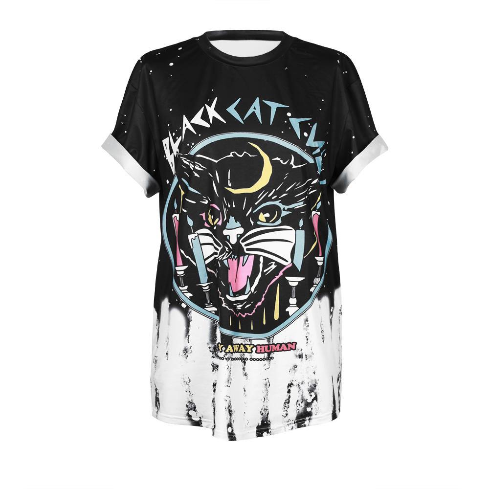 Black Cat Cult Graphic Tee, Innergalactic, Retro 90s Alternative Shirt--