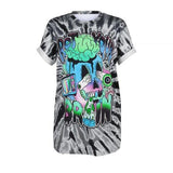 Rot Your Brain Tee, Innergalactic Retro Psychedelic AOP Skull Shirt-Version 2-3XL-