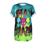 Innergalactic Stay Crazy Tie Dye Alien Tee Unisex Retro 90s AOP Shirt-S-