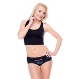 -Super soft and stretchy women's mid-rise briefs. 92% Polyester, 8% Spandex. One size to fit 66-80cm waist, 96-116cm hips. Laid flat these measure approximately 64cm across (6cm across at crotch), 10cm tall at the hip, overall length of 18cm.Free shipping.

Kinky sexy dirty naughty bad girl sexual humor juniors flirty-