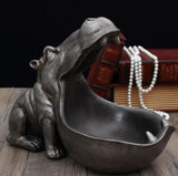 Hippopotamus Big Mouth Valet Sculpture, Trinket Jewelry Change Dish -High quality resin Hippo sculpture. The big open mouth on this statue creates a small bowl which is great for keys, coins, jewelry, candy, etc. Fun, stylish and multi-functional home decor. 22 x 30 x 16 cm change dish, jewelry holder, valet tray, party serving bowl, African animal gift. Free Shipping Worldwide.-Antique Bronze-