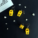 Unique 3D Yellow Trash Bin Drop Earrings, Free Shipping Worldwide-Unique 3D yellow trash bin drop / dangle earrings. Each measures about 3 cm tall and 1 cm wide. Free Shipping Worldwide. These items ship from abroad and typically arrive in about 2 weeks. Fun funny weird wtf punk nu goth rubbish waste bin garbage can fashion accessories. -