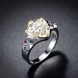-Handcrafted in .925 sterling silver with gold plated accents and set with diamond shaped zircon stones in the colors of the spiritual stones. Brand new in jeweler's ring box. Well crafted ring made of high quality materials, not a cheap knockoff. Free Shipping Worldwide.-
