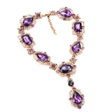 Empress Liza Statement Necklace, Large Chunky Glass Gemstone-High quality costume jewelry statement necklace - large chunky square and teardrop shaped glass gemstones & accent stones in your choice of color - green, purple, champagne, white or smoke. An exquisite ornamental fashion accessory - costuming, cosplay, goth queen, royal relic baroque, madrigal, medieval, gothic vamp. -