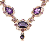 Empress Liza Statement Necklace, Large Chunky Glass Gemstone-High quality costume jewelry statement necklace - large chunky square and teardrop shaped glass gemstones & accent stones in your choice of color - green, purple, champagne, white or smoke. An exquisite ornamental fashion accessory - costuming, cosplay, goth queen, royal relic baroque, madrigal, medieval, gothic vamp. -