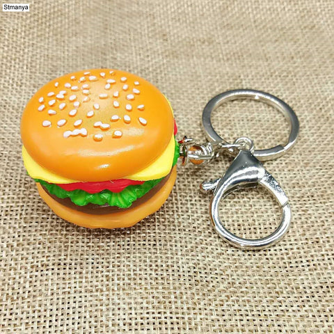 -A cheezeburger you can always haz! High quality resin hamburger keychain / bag charm. A detailed miniature burger with choice of a silver or golden keyring and clip. Free Shipping Worldwide. Great meme key chain / keyring gift for fast food lovers, those who enjoy Americana and USA iconography or Steven Universe fans.-Silver-