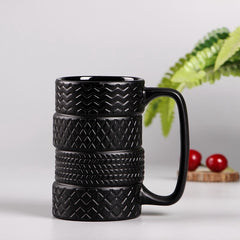 -A unique mug designed to look like stacked car/truck tires. 400mL/13.5oz. Quality porcelain, CE / FDA, EU and CIQ certified food safe. Makes a great novelty gift for the car obsessed, auto racing fans, automotive mechanics, etc. Free shipping from abroad with average delivery to the USA in 2-3 weeks. -
