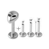 Alien 16G Body Jewelry Stud, Stainless Steel, Labret Lip Piercing -Silver-