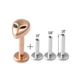 Alien 16G Body Jewelry Stud, Stainless Steel, Labret Lip Piercing -Rose gold-