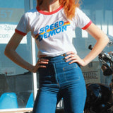 -Funny retro vintage Speed Demon ringer tee. Ringer style shirt made of a super soft and stretchy modal polyester. Free Shipping from abroad with average delivery to the USA in about 2-3 weeks.

Seventies Eighties Nineties 70s 80s 90s Distressed Hillbilly Hipster Graphic T-Shirt Racing Rainbow Stripe Text -