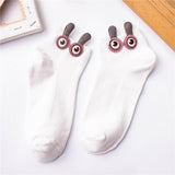 Women's Slug Socks!-Cute sweet women's slug ankle socks. Made of soft and stretchy, warm but breathable cotton and spandex blend. Each measures 22-26cm, ideal fit for EU 34-41 US 4-8. Free shipping from abroad.

Womens unisex juniors kids Slug Socks! 3D Big Eyes and Antenna Funny Sweet high quality Kawaii Cartoon Ankle Sock Gift-White-