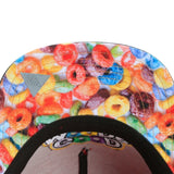 Good Moods 3D Embroidered Snapback Cap-High quality embroidered red and black baseball cap with multicolor eyelets, cereal bowl on left side and fruity loop / fruit ring cereal pattern printed underbill. One size fits most with snapback adjustment.Free shipping. Fun funny high quality hiphop streetwear fashion 5-panel hat.-