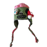 -Funny knitted acrylic laplander style zombie beanie hat with exposed brain and one eye hanging out of its socket. Free shipping.

Available in 2 sizes: small/youth/kids and large/teens/adults. 

Halloween knit hat weird gross fun zombies punk alternative novelty beanies winter fall casual costume humor pink green gift-Adult-