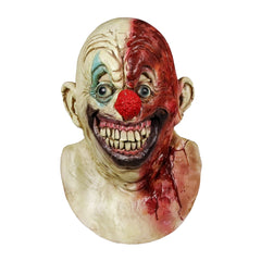 -Deluxe all natural latex over-the-head mask. One size fits most. Free shipping from abroad. Typically arrives in 2-3 weeks to the USA. Demonic evil killer clown chubby dense stupid circus halloween costume cosplay mask bloody fool-