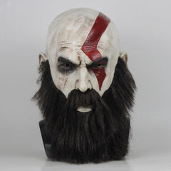-High quality God of War IV Kratos latex over-the-head mask with attached beard. Free shipping from abroad. These masks typically arrive to the USA in about 2-3 weeks. GOW gamer character mask halloween costume cosplay mask prop collectible-