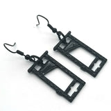 -Exquisitely dark guillotine drop/dangle earrings in your choice of black or silver metal. Each measures roughly 30x17mm / 1.18x0.67in, lightweight and comfortable to wear. Free shipping.

Goth gothic horror halloween executioner harajuku creepy murder revolt french revolution chop chop -Black-