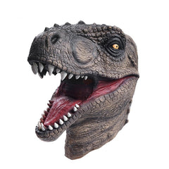 -High quality latex over-the-head dinosaur mask. One size fits most. Free shipping from abroad with an average delivery time to the USA of 2-3 weeks. Dinosaur jurassic halloween costume cosplay world t-rex park velociraptor raptor dino lifelike frightening scary reptile-Brown-One Size-Abroad-