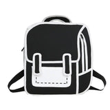-Comic style 2D-in-3D cartoon style backpack.High quality oxford fabric with magnetic closure, sturdy plastic clips, shoulder straps and top handle. Small front slide pocket,external zip pocket, main compartment with smaller iinternal zipper pocket. 36x40x11cm /14.17x15.75x4.33in). Free Shipping Worldwide. Jump style-Black-
