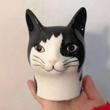 -Cute figural hand-painted ceramic cat head vases. Each measures roughly 10.2x8x12cm / 4x3.15x4.7 inches. Dishwasher safe. Brand new in box. Free shipping.

pretty kitty desktop pen pencil holder cup tabletop home decor office flower cactus succulent planter flowerpot cats designer porcelain cat lover garden gift-Tuxedo-