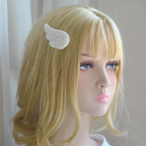 -Small anime inspired cloud style angel wing hair barrettes. Free shipping from abroad. These typically arrive in about 2 weeks to the USA. Sold in pairs of two. Cute Kawaii fluffy unique cosplay clip hair accessory.-