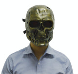 -High quality, detailed resin face mask in your choice of silver or copper finish with transparent red eyes and adjustable straps. One size fits most. Free shipping.

Halloween costume cosplay airsoft paintball style cyborg android cybernetic robot skynet cyberdyne model t-800 terminator mask prop replica accessory-
