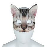 -Masquerade/Carnival style sculpted half-face mask printed with realistic cat face. One size fits most, measures approximately 18x18cm/7.09x7.09in and 6cm/2.36in deep. Free shipping from abroad. Typically delivers to the USA in 2-3 weeks. - Gato carnivale halloween costume cosplay kitty-