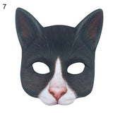 -Masquerade/Carnival style sculpted half-face mask printed with realistic cat face. One size fits most, measures approximately 18x18cm/7.09x7.09in and 6cm/2.36in deep. Free shipping from abroad. Typically delivers to the USA in 2-3 weeks. - Gato carnivale halloween costume cosplay kitty-Tuxedo-