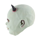 -Horned demon baby latex over-the-head mask. One size fits most. Typically arrives in 2-3 weeks to the USA

high quality halloween costume devil horns evil infant horror vampire fangs cosplay mask-