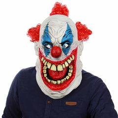 -Deluxe latex rubber over-the-head killer clown mask with attached hair. One size fits most. Free shipping from abroad. Typically arrives in about 2-3 weeks to the USA. Funny scifi horror murder circus clown halloween costume mask cosplay -