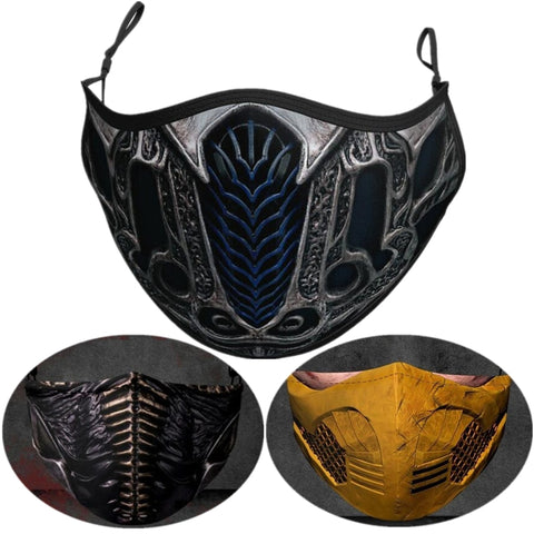 -Polyester protective face mask with nose clip, filter pocket (comes with 2 filters) and adjustable ear loops. Measures approximately 22.5cm x 13.5cm. Free shipping from abroad. These masks typically arrive in 2-4 weeks to the USA.

MK10 MK11 MK12 sub zero scorpion ninja noob -