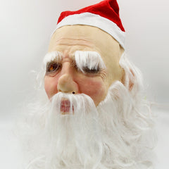 Creepy Claus Mask - Retro Vintage Style Scary Mall Santa Mask-Some pretty creepy Christmas vibes! High quality latex over-the-head Santa Claus mask with attached hat and hair. One size fits most. Free shipping. Funny weird wtf disturbing off-putting frightening bizarre santa claus xmas halloween costume cosplay surreal uncanny valley scary mall santa-