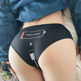 Please Charge Women's Low Rise Briefs-Comfortable, women's low-rise briefs with playful printed empty battery, 'Please Charge' and charging cable curving down below. Lightweight and breathable, 92% polyamide / 8% spandex. See size chart.Free shipping.

Funny weird womens ladies girls underwear lingerie panties half-pack peach hip butt half pack kinky sexy-Black-S-