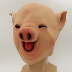 -Cute laughing pig latex over the head mask. One size fits most. Free shipping from abroad. Typically arrives in 2-3 weeks. Funny weird adorable bacon piggy piglet cosplay halloween costume fancy dress sweet animal kawaii character face-