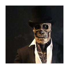 -Premium quality, highly detailed latex over-the-head mask with chest piece, optional hat. One size fits most. Free shipping Realistic skeleton fresh corpse voudou zombi french quarter victorian spook halloween costume cosplay exposed brain ghost haunted host living dead skeleton crew team classy horror torso gentleman-with hat-