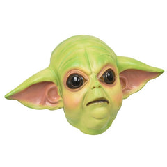 -Funny 'yoda-like' full over-the-head latex alien mask. One size fits most. Free shipping from abroad. Typically arrives in about 2-4 weeks to the USA. Halloween mask hillarious derpy generic knockoff old man baby star child carnival fancy dress costume goofy weird wars bizarre parody green alien meme memes-